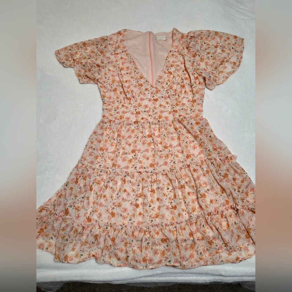 Women's Altar'd State Peach Floral Dress Size M